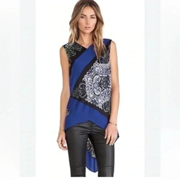 BCBGMAXAZRIA | Lyza Paisley Chic High Low Sleeveless Blouse Size XS - Picture 1 of 10
